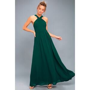 Lulus | Air of Romance Forest Green Maxi Dress | Size Small